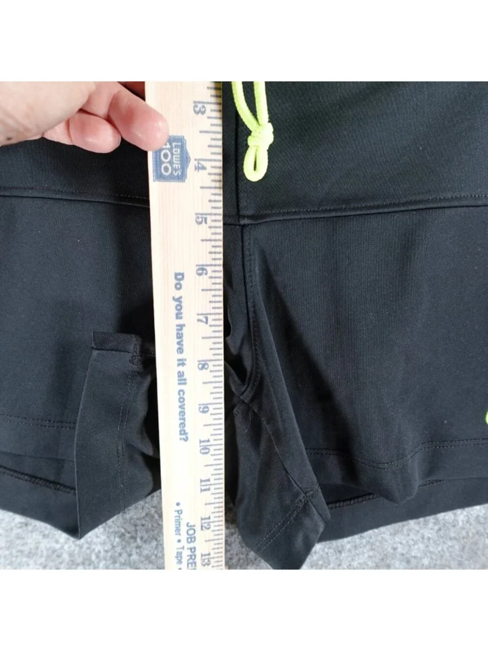 Nike Dri-Fit Athletic Running Shorts‎ Womens S Black Neon Waistband Gym Training